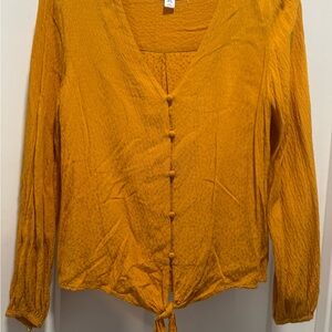 POPSUGAR Golden Button-Down Blouse